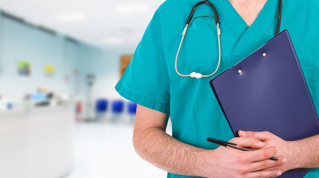 a close-up of a doctor